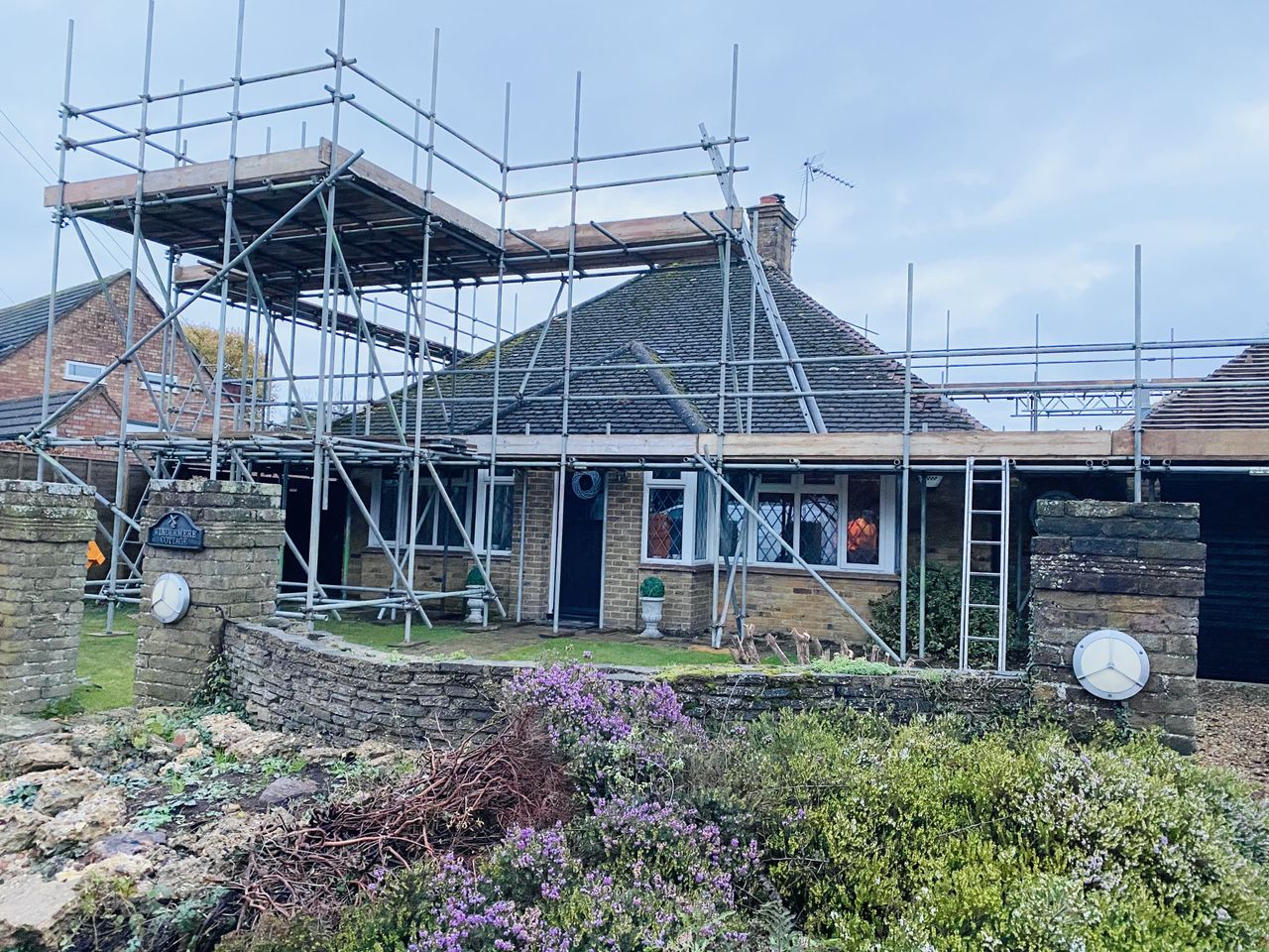 modular loft conversion being installed to bungalow
