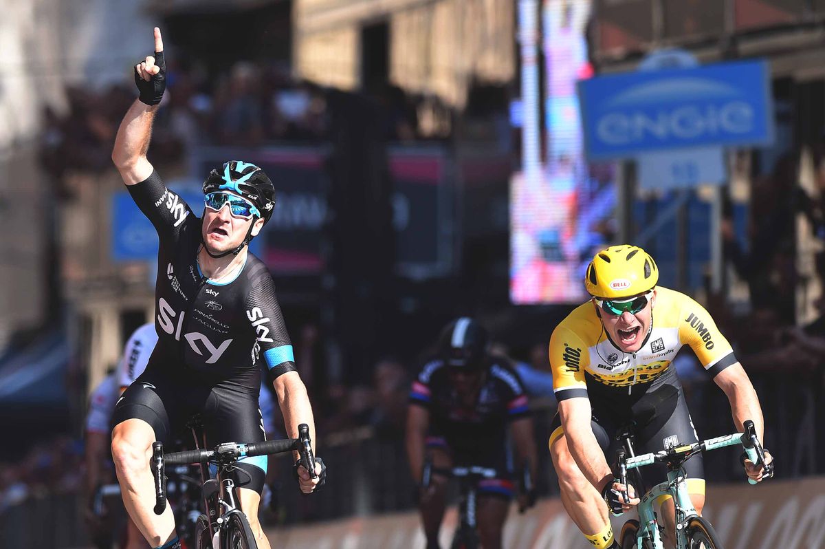 Elia Viviani (Team Sky) wins stage 2 of the 2015 Giro d'Italia
