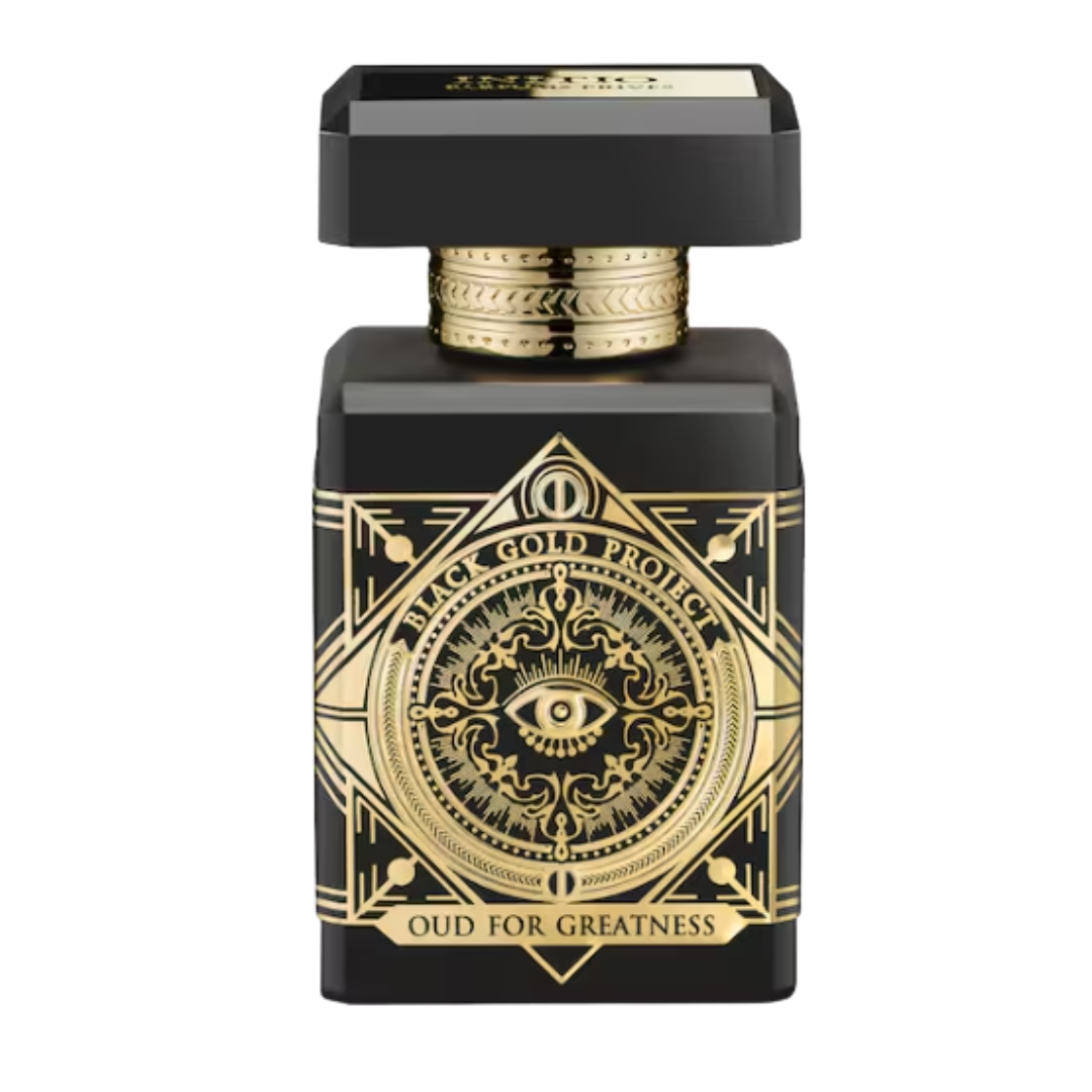 A product shot of the Initio Parfums Privés Oud for Greatness Eau de Parfum, on a white background