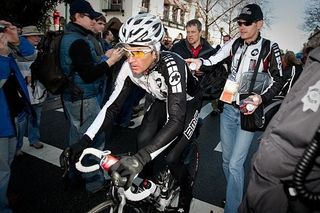 Scott Nydam (BMC) broke his collarbone – oronically on then first dry day in the Tour of California