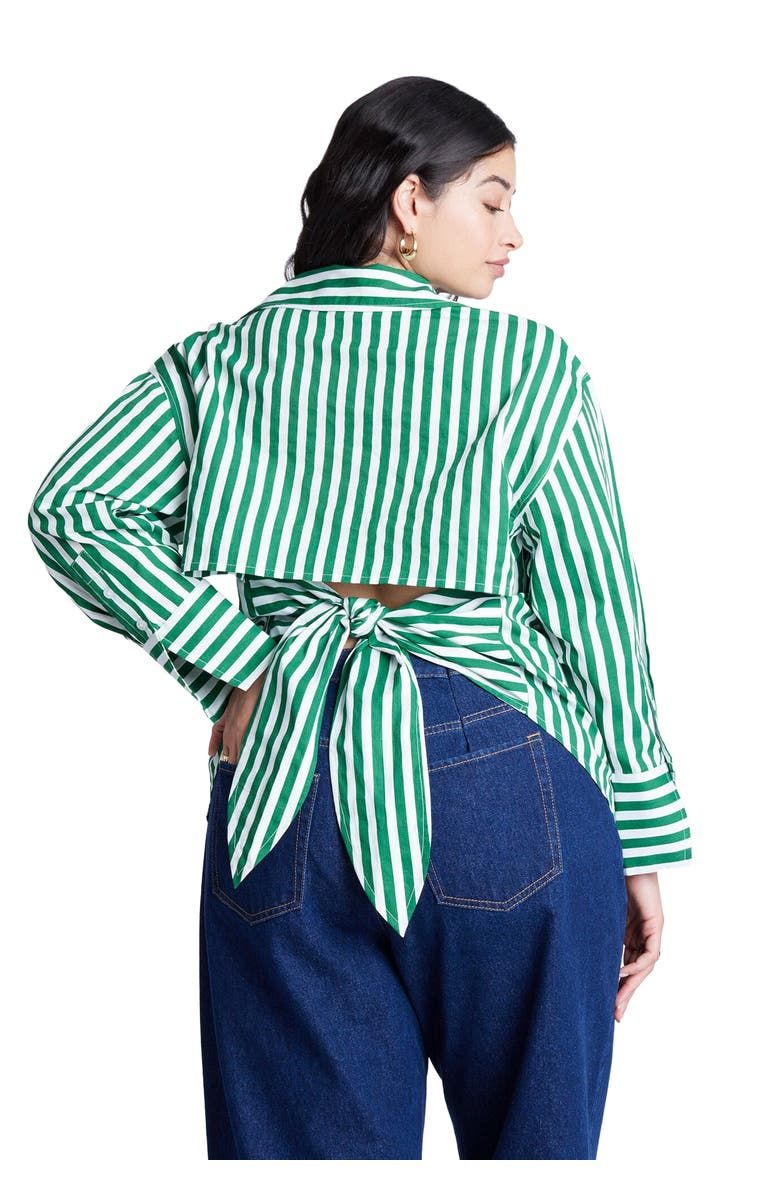 Striped Tie Back Button Up Top