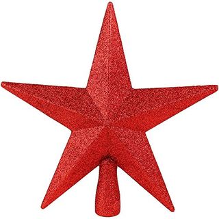 Ornativity Glitter Star Tree Topper - Christmas Red Decorative Holiday Trees Toppers Sparkle Bethlehem Star Decor Xmas Ornament 8"