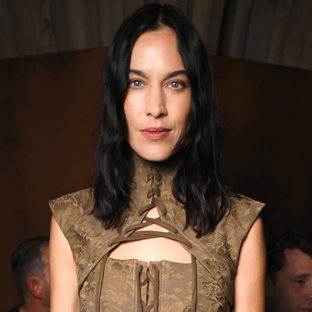 Alexa Chung's corset and trousers look at the McQueen Spring/Summer 2027 show at London Fashion Week