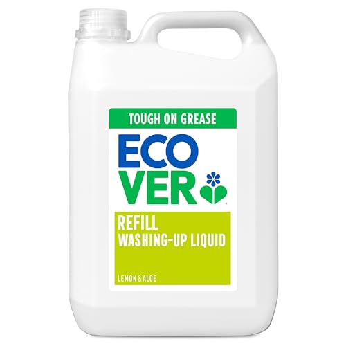 Ecover Washing Up Liquid Refill, Lemon &amp;amp; Aloe Vera, Grease Cutting, 5l