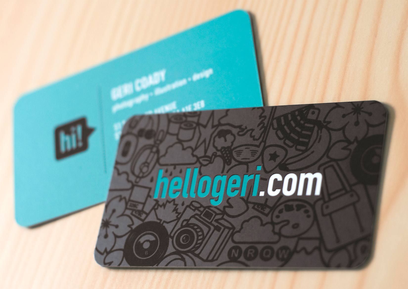 This business card's background conveys Coady's style perfectly