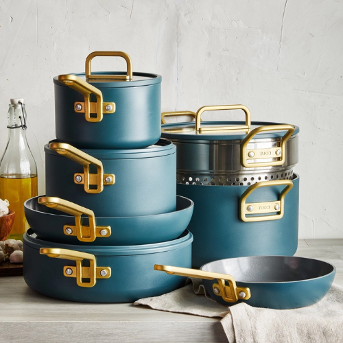 Fortnum and Mason, GreenPan x Stanley Tucci Venetian Teal 11-piece set