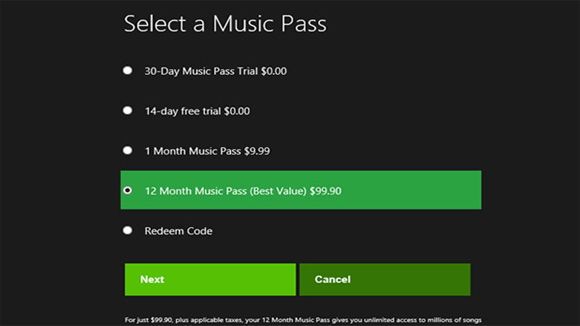 Xbox Music US pricing