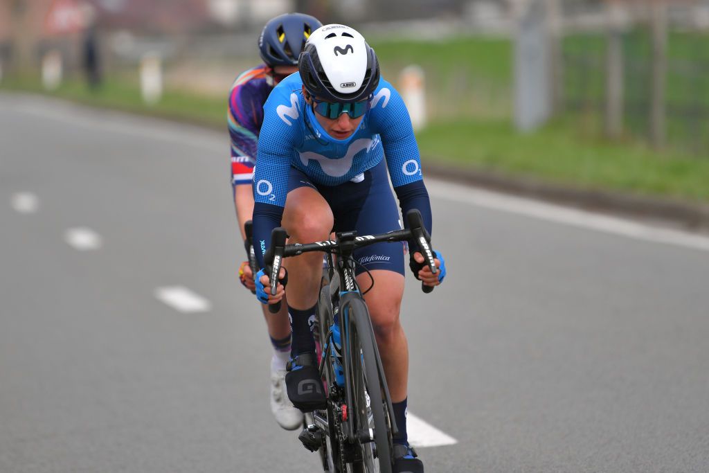 OUDENAARDE BELGIUM APRIL 04 Jelena Eric of Serbia and Movistar Team Women during the 18th Ronde van Vlaanderen Tour of Flanders 2021 Womens Elite a 1524km race frim Oudenaarde to Oudenaarde Breakaway RVV21 rondevanvlaanderen tourofflanders UCIWWT on April 04 2021 in Oudenaarde Belgium Photo by Luc ClaessenGetty Images
