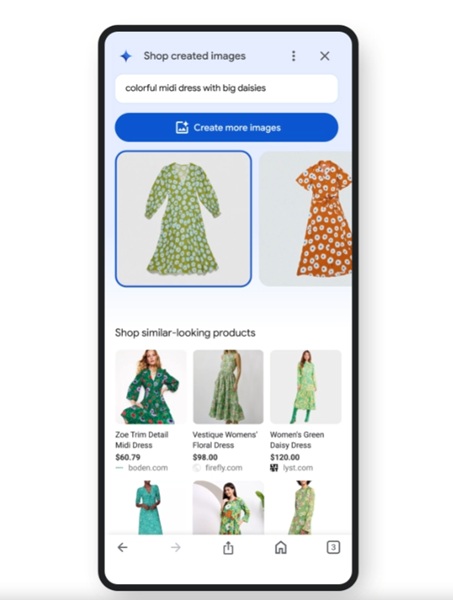 Google Shopping's new AI feature matches users AI-generated clothing descriptions with real world products.