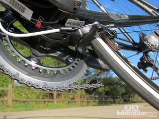 The rear brake isn't accessible while riding
