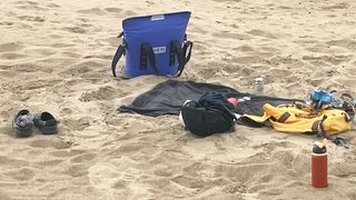 Yeti Hopper Soft Cooler bag on the beach 