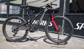 Specialized S-Works turbo e-mtb with red rockshox fork