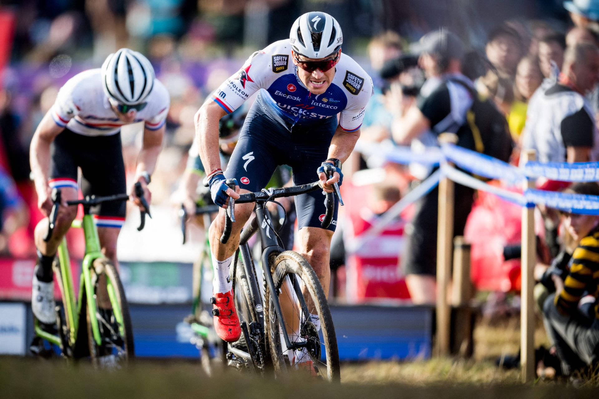 Zdenek Štybar racing in the men elite race at the World Cup cyclocross