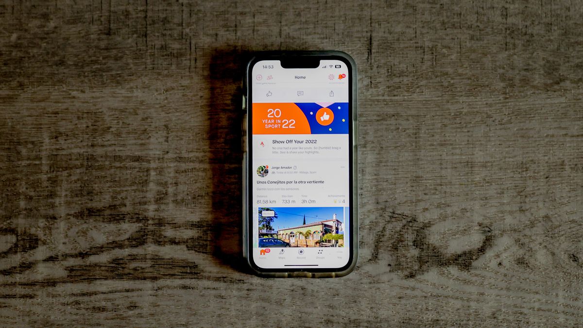 Top down view of Strava on iphone