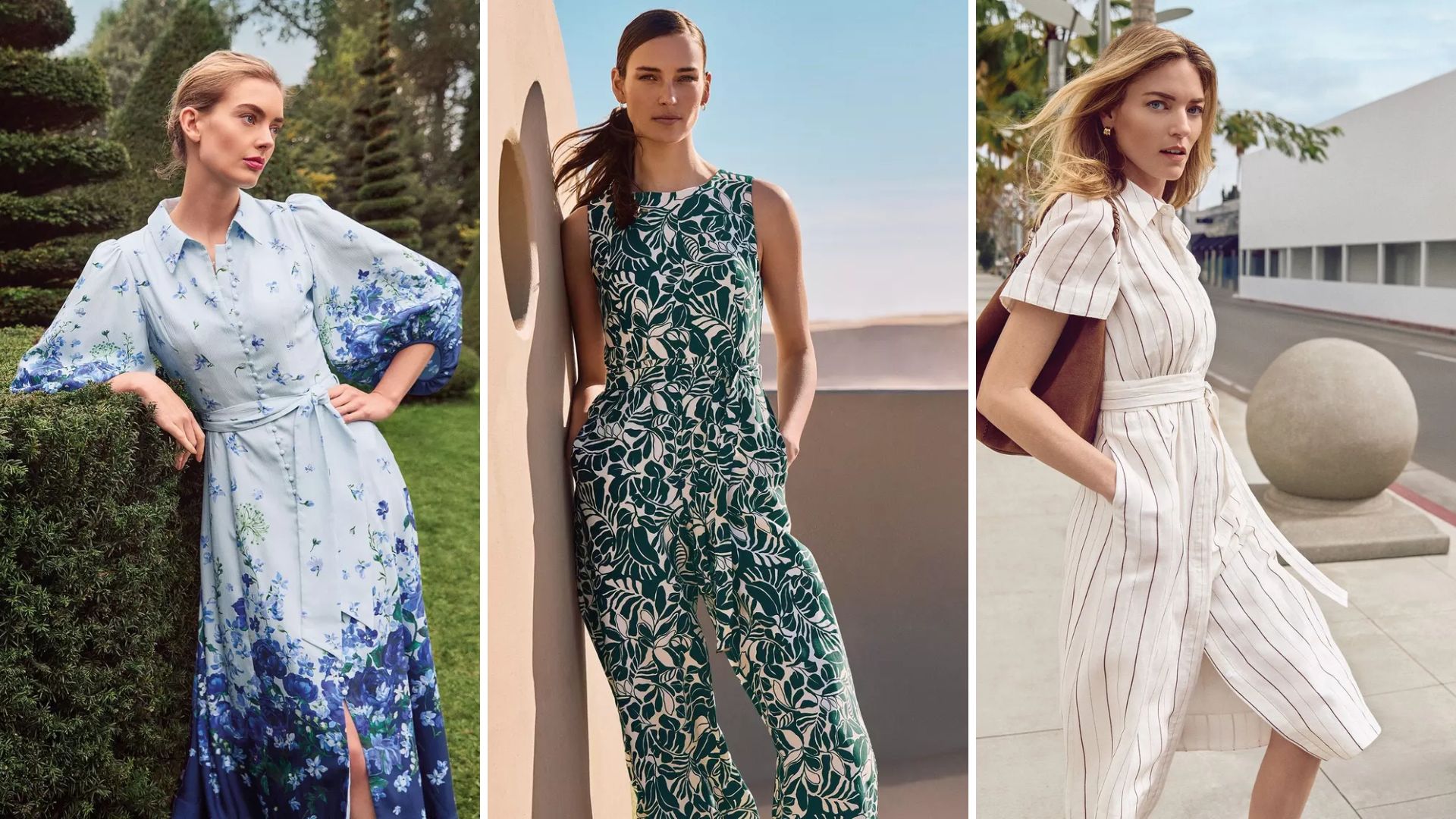 Three models wearing pieces from the Phase Eight sale
