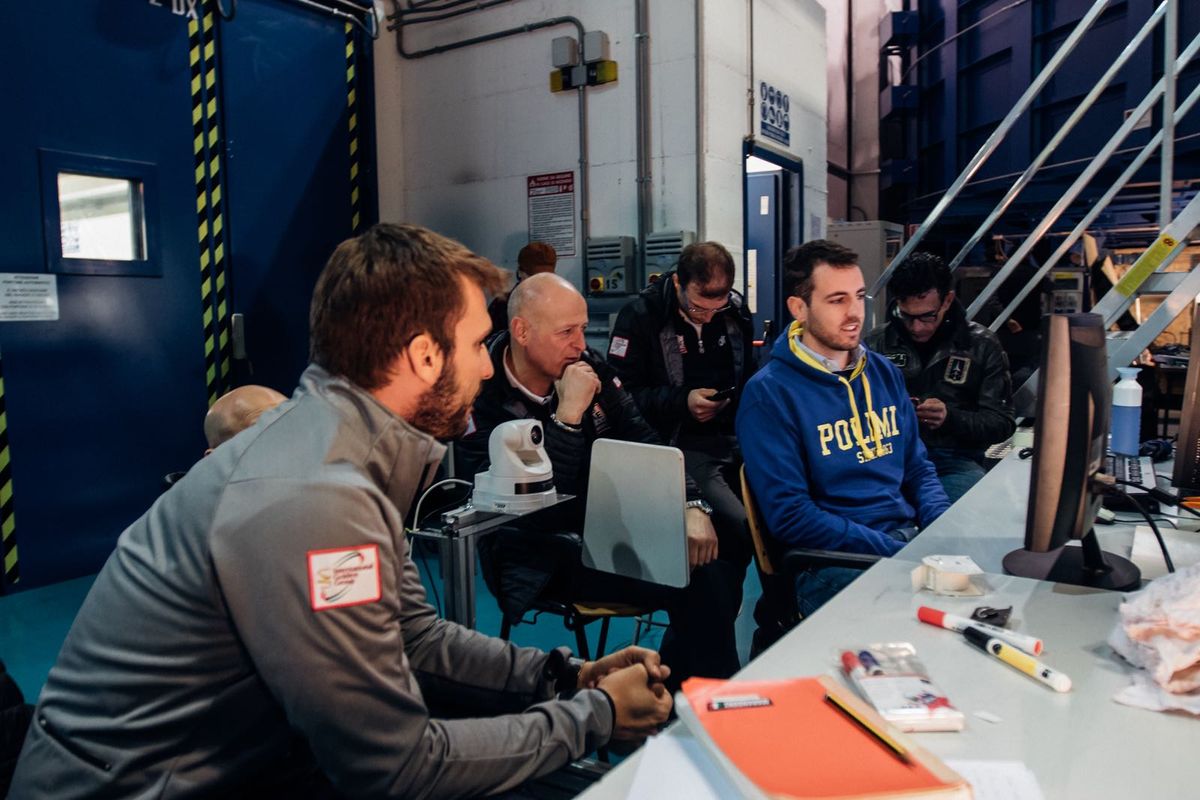 UAE Team Emirates staff look on during the aero tests