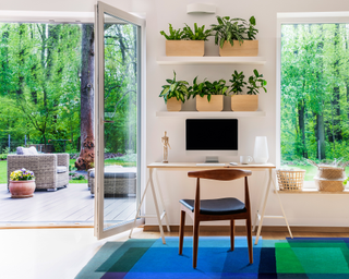 Home Office - After Albers Cornflower Rug by Sonya Winner Rug Studio