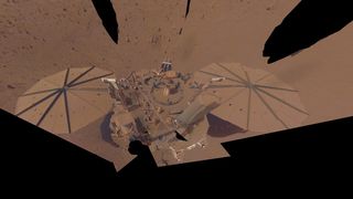 InSight's 'final selfie' of April 24, 2022 shows a solar-powered lander caked in Martian dust.