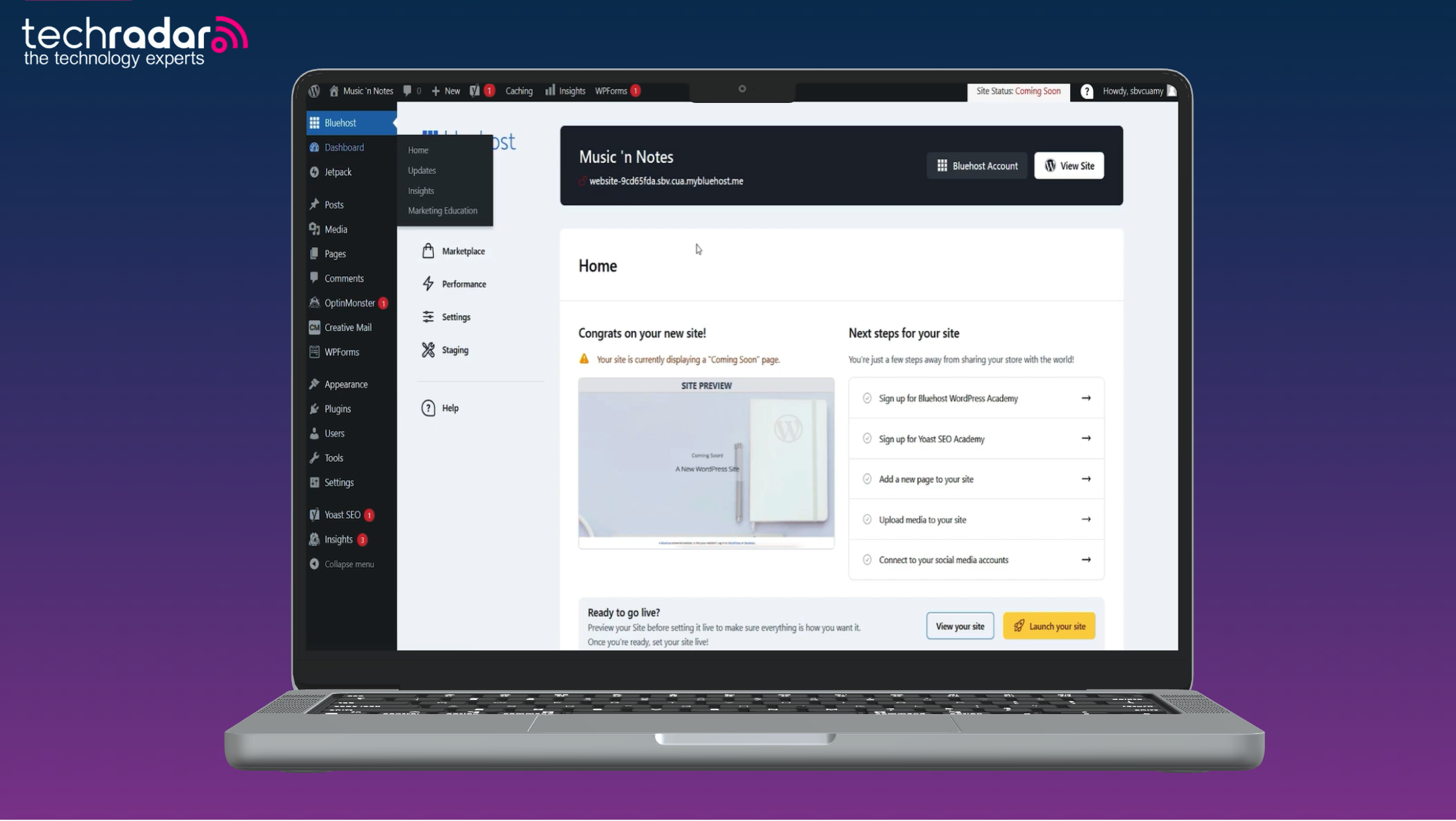 Bluehost website builder being used on a mac