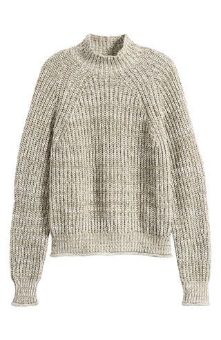 Marled Cotton Mock Neck Sweater