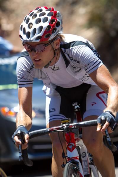 Chad Beyer (Competitive Cyclist) rounds the corner for third place.