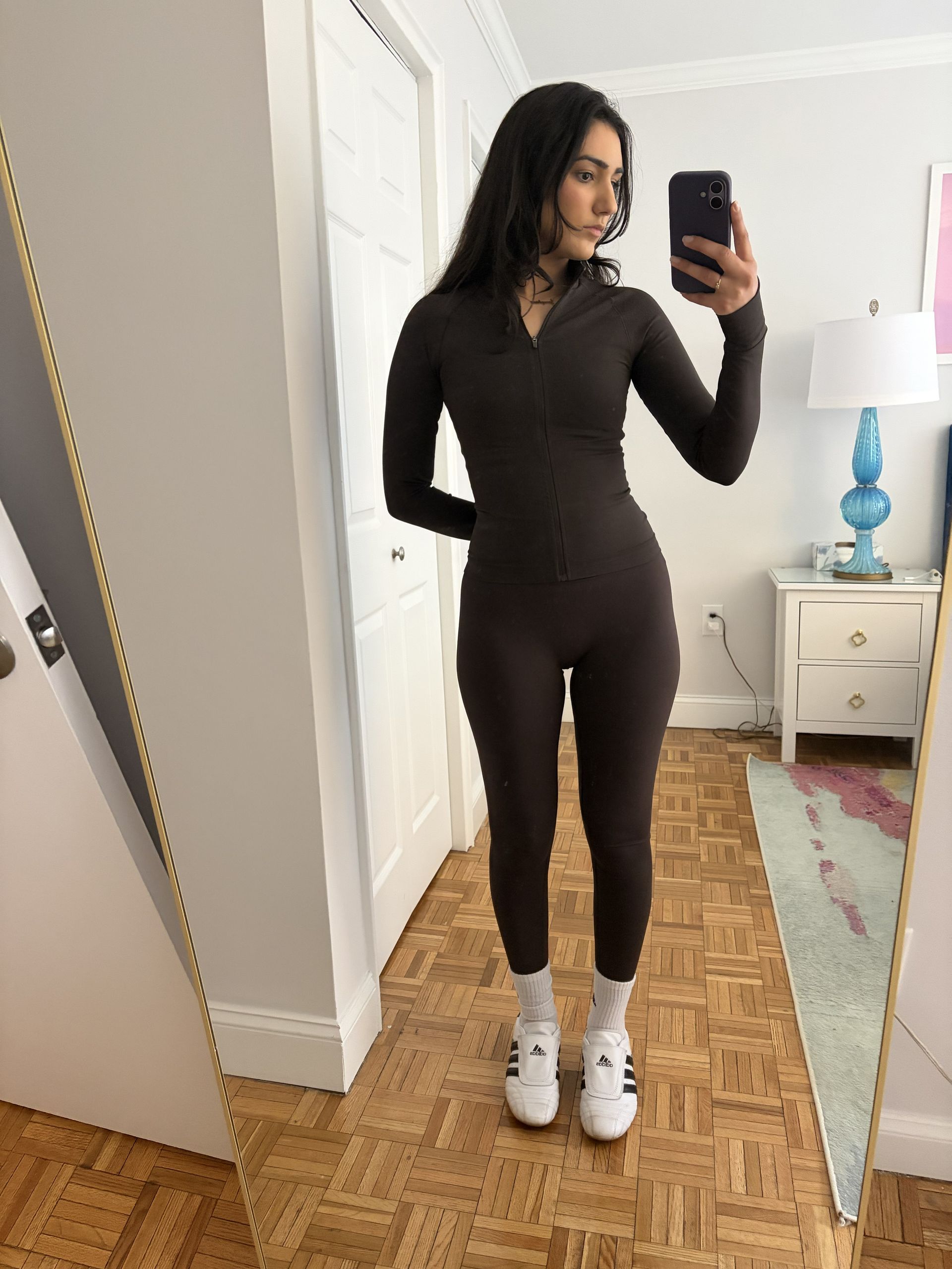 WWW Editor Josephine Hadjiloucas trying on the best legging brands