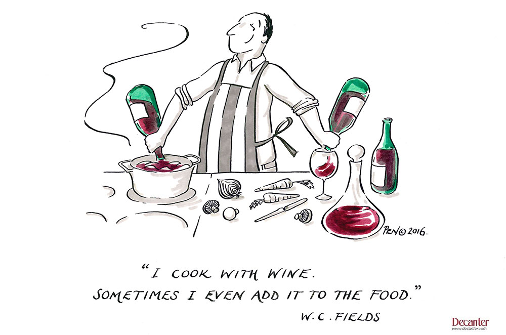 Cooking with wine cartoon