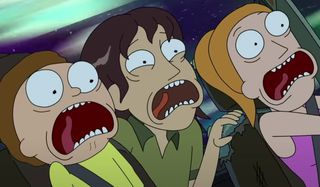 Morty and Summer with someone who looks like a Young Jerry?