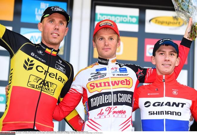 Kevin Pauwels (Sunweb - Napoleon Games Cycling Team) tops the podium in Zonhoven