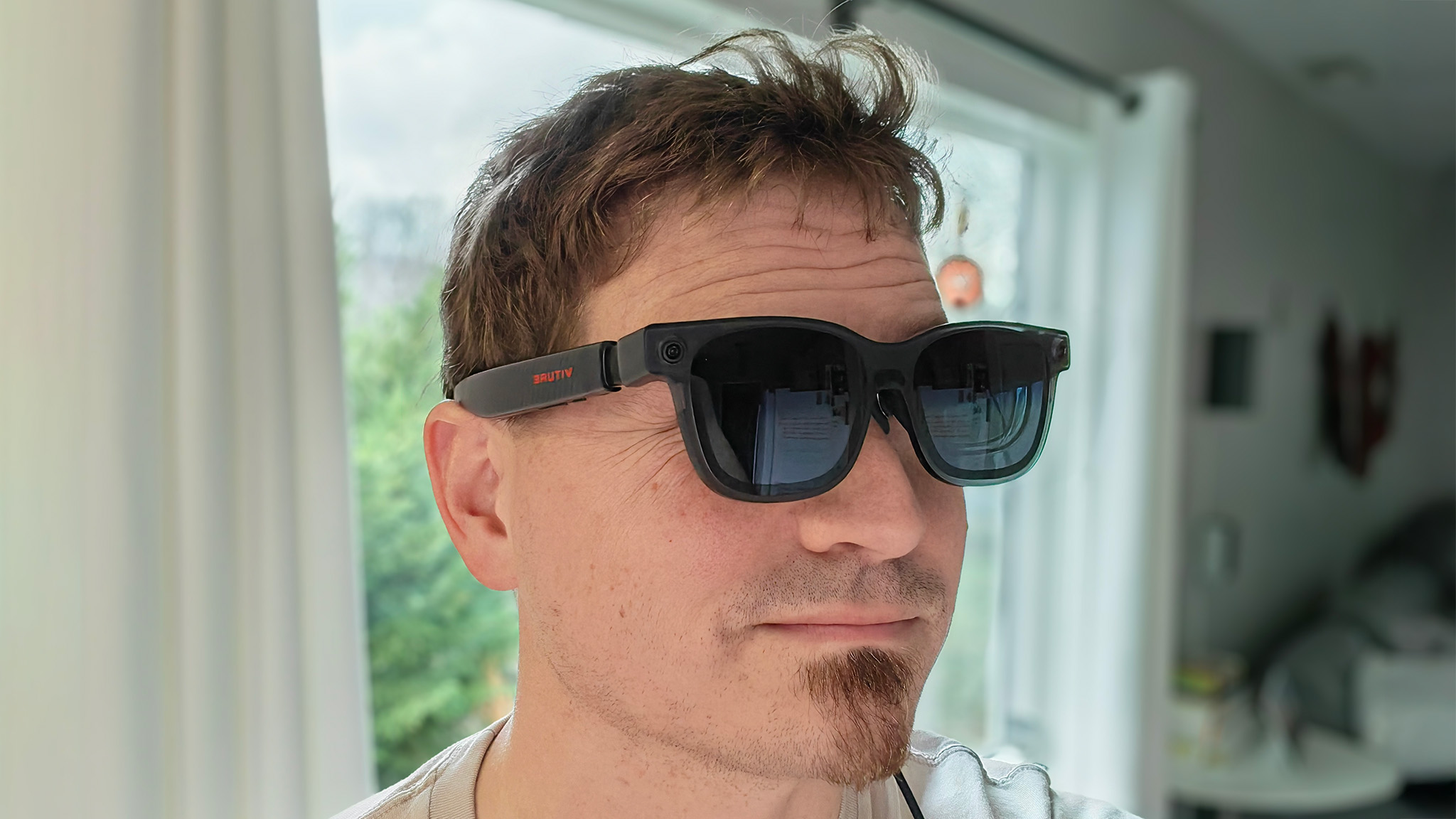 Wearing Viture Luma Ultra smart glasses