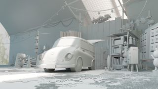 Mudbox 2025 review; a cartoon model of a car in a garage