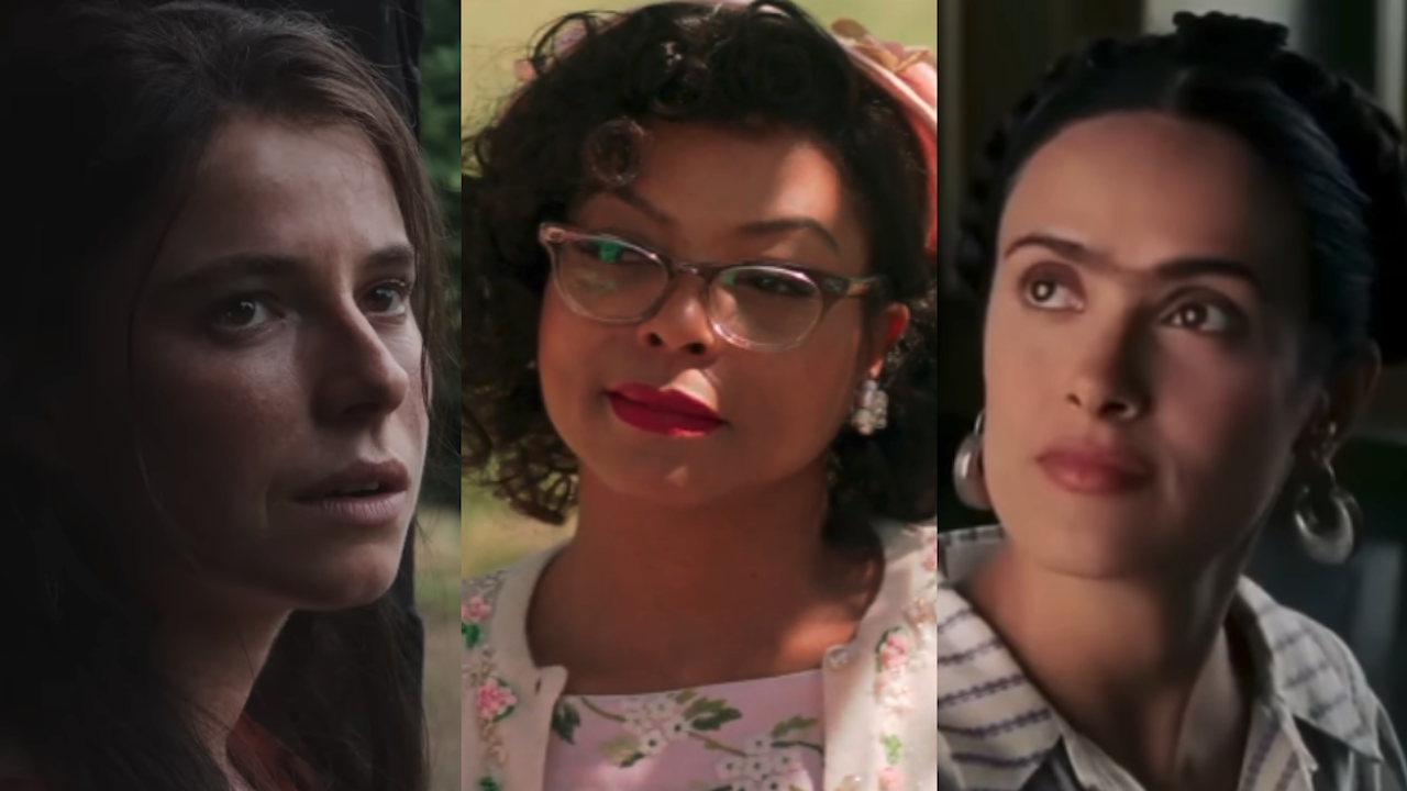 Jessie Buckley in Hamnet, Taraji P. Henson in Hidden Figures and Salma Hayek in Frida