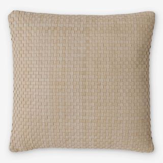 Victor leather pillow in basketweave