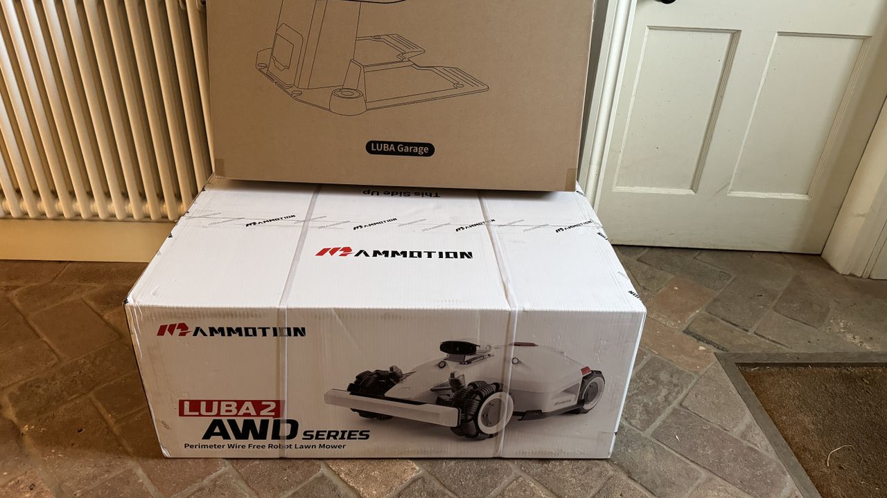 white robot mower