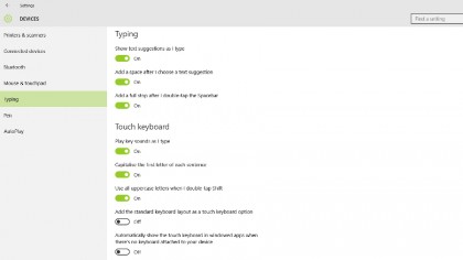 Touch keyboard settings