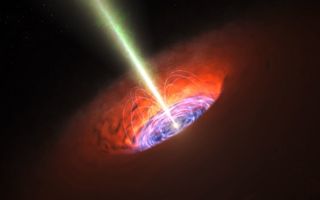 A black hole with a magnetic field threading through an accretion disk.