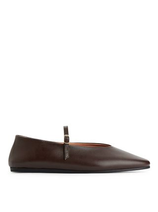 Leather Mary Jane Flats - Dark Brown - Arket Gb