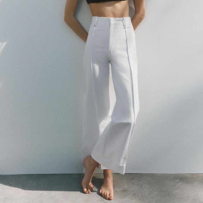 Image of white wide leg jeans