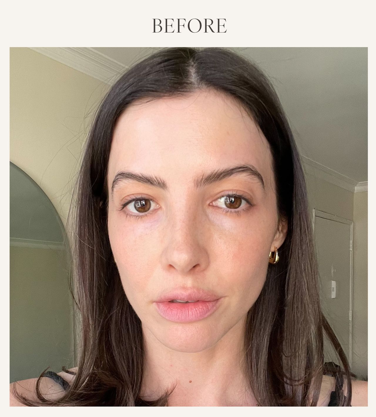 Before photo of Kat Collings testing the e.l.f. lip plumper