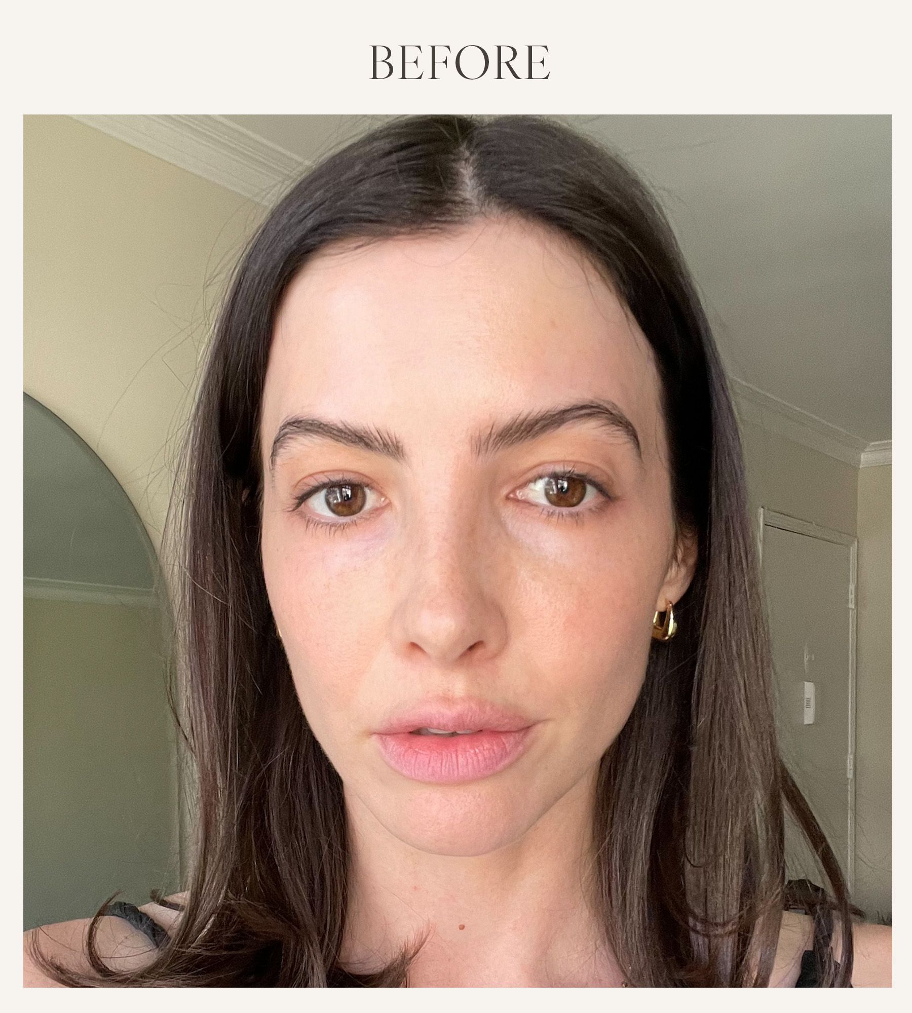 Before photo of Kat Collings testing the e.l.f. lip plumper