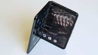 Google Pixel Fold review top angled half open