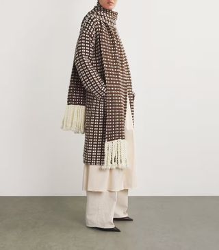 Scarf-Collar Relaxed-Fit Merino-Wool Coat