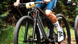 Tom Pidcock riding Gueret French Cup on an unreleased Pinarello MTB