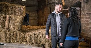 Moira Barton is furious with Ross Barton when she discovers he’s been keeping a stolen car in one of her barns in Emmerdale.