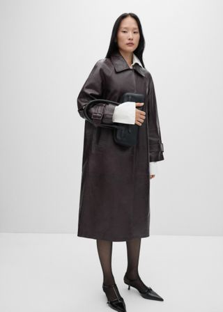 100% Oversized Leather Coat - Women | Mango Usa