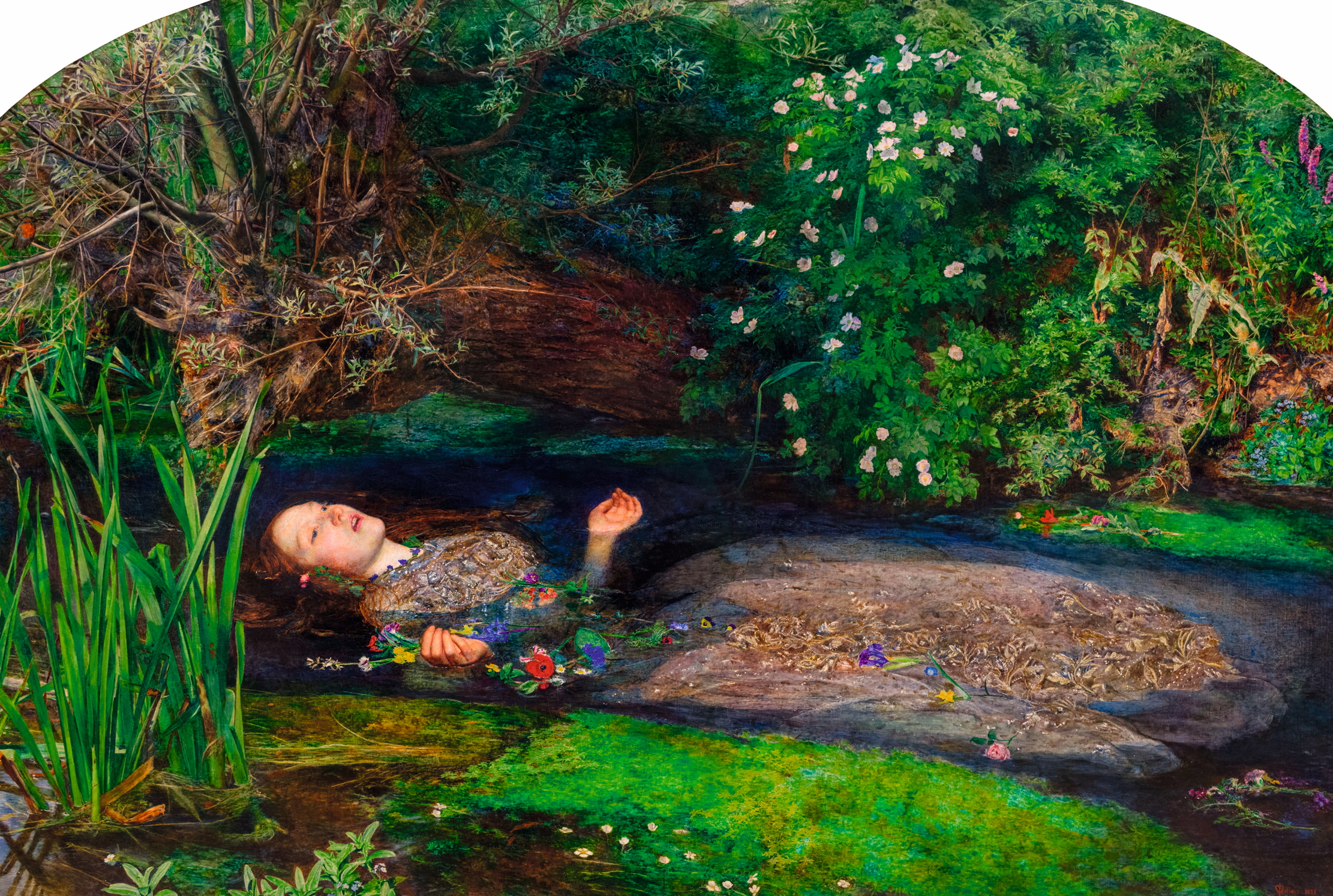 Millais painting. Ophelia by Sir John Everett Millais (1829-1896), oil on canvas, 1851-2.