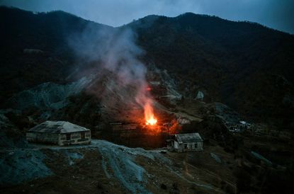 Village set ablaze in Nagorno-Karabakh.