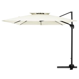 A white Arlmont & Co. Square Cantilever Umbrella on a white background
