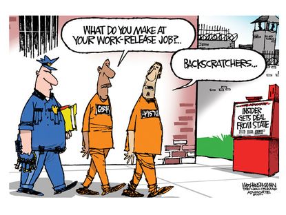 Editorial cartoon prison deal crime