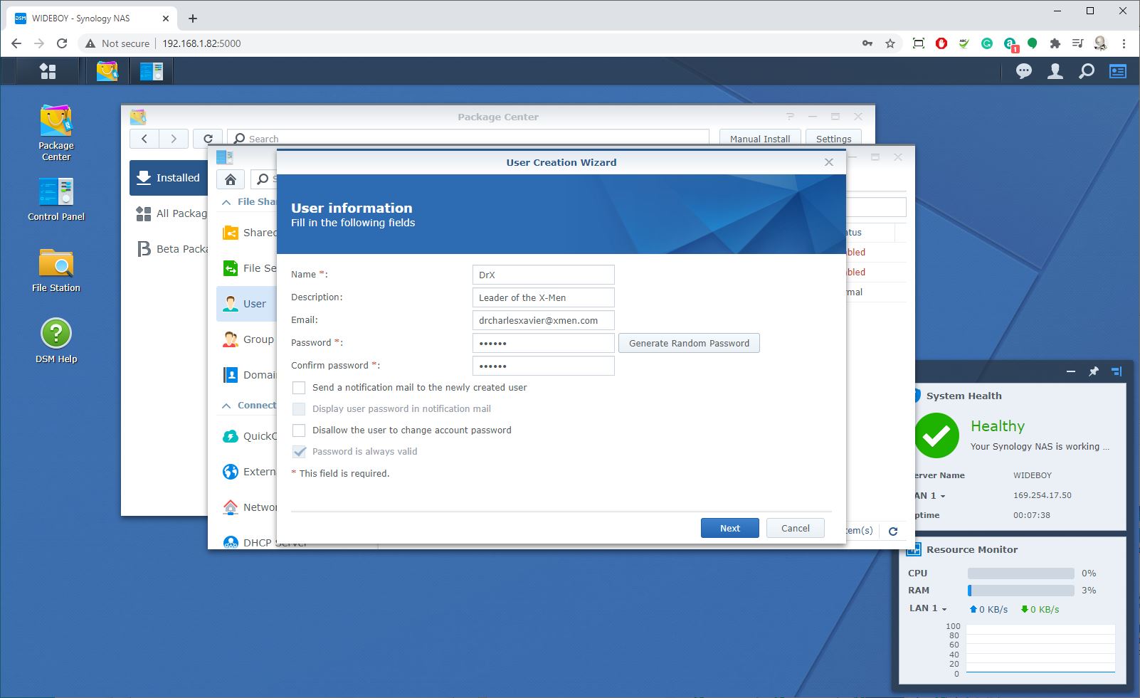 Synology DSM interface